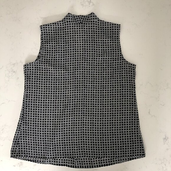 Talbots Sleeveless V Neck Pattern Top Black + White Size S - Picture 6 of 9